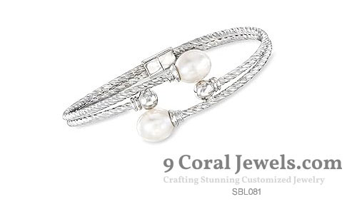 Sterling Silver Twisted Pearl Cuff Bracelet