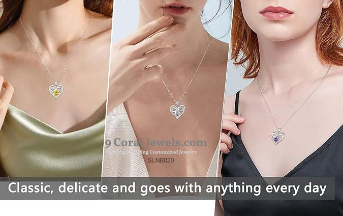 Infinity Heart Necklace with Amethyst Stone