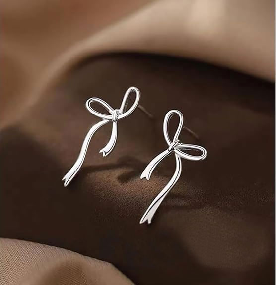 Silver Bow Knot Earrings