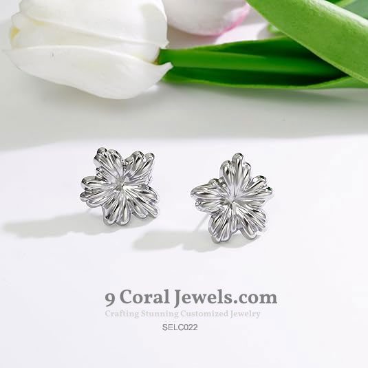 Floral Silver Stud Earrings