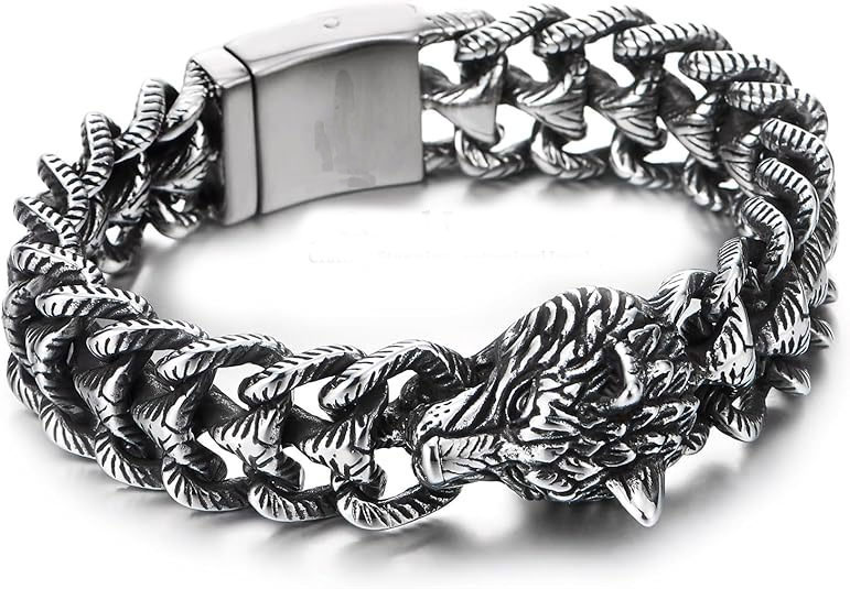 Men's Tiger Head Chain Bracelet
