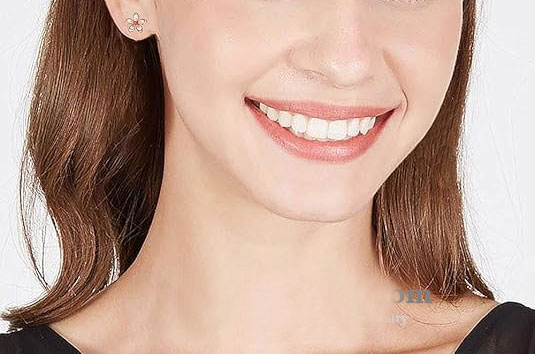 925% Sterling Silver Pink Flower Gold Earrings