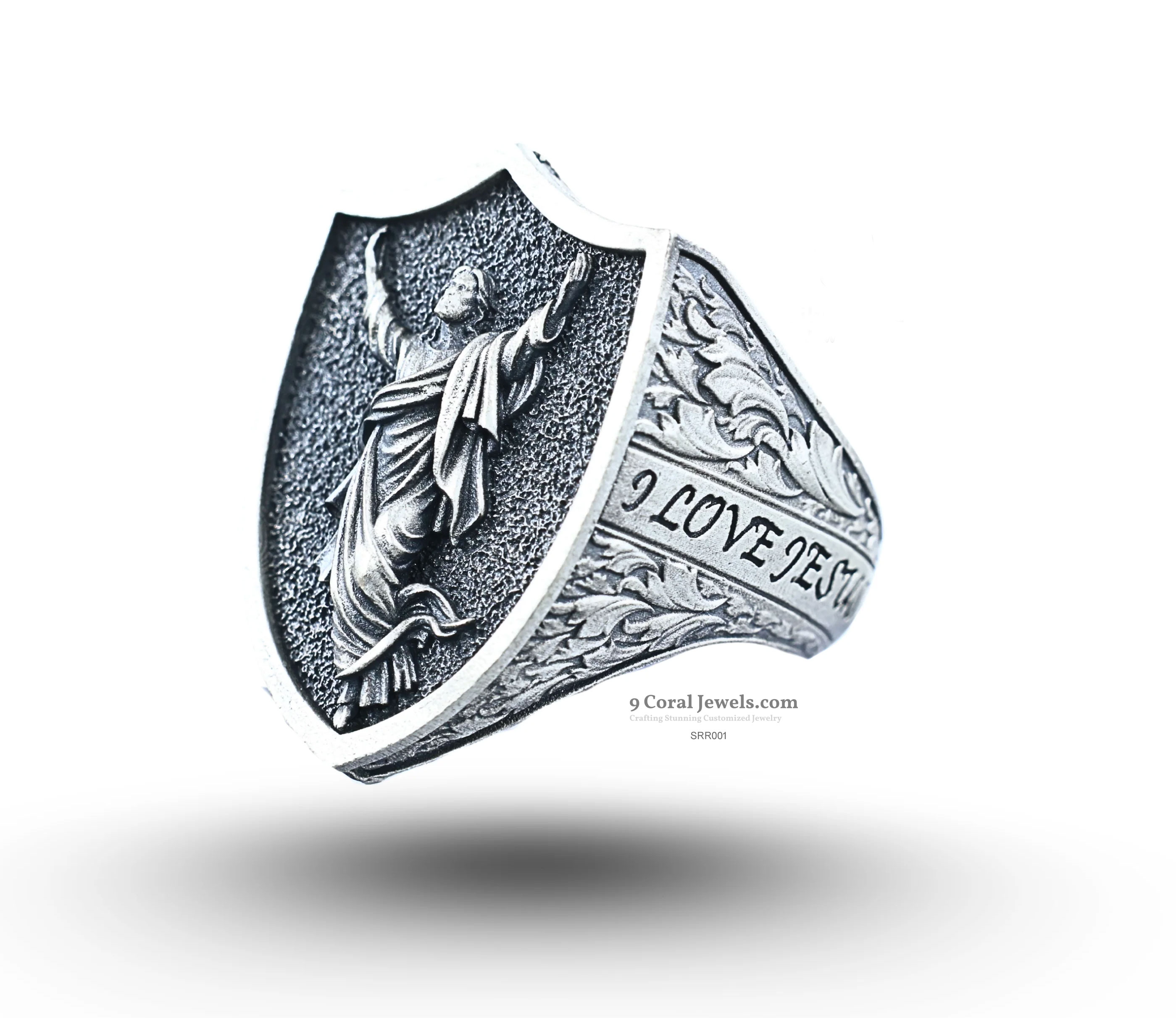 925% Sterling Silver Christ Shield Silver Ring
