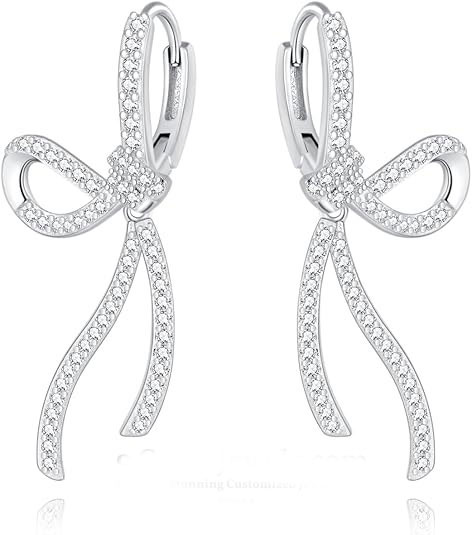 925% Sterling Silver Elegant Bow-Shaped CZ Earrings