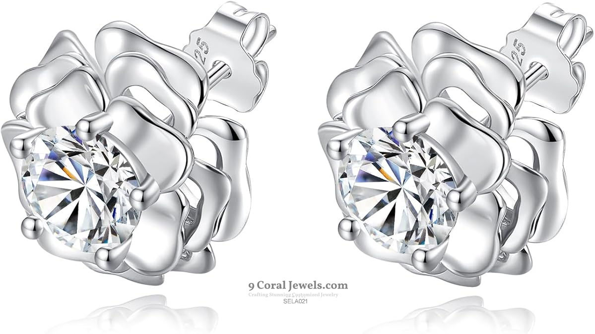 Silver Flower Stud Earrings