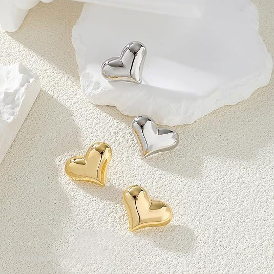 Silver Heart Stud Earrings