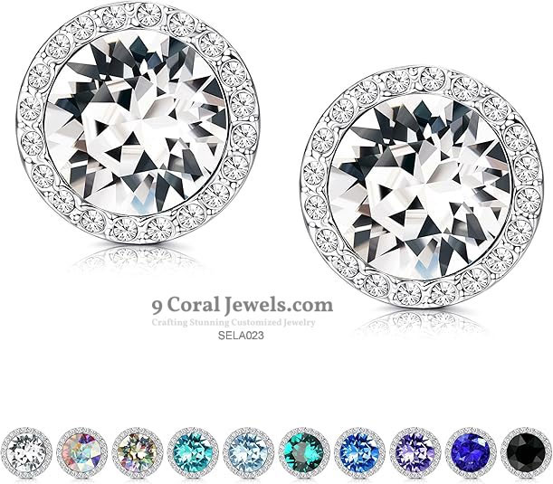 925% Sterling Silver Brilliant Crystal Stud Earrings
