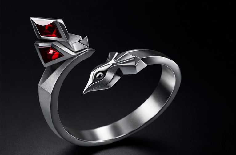 925% Sterling Silver Peacock Ruby Statement Ring