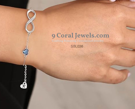 Sterling Silver Infinity Heart Charm Bracelet