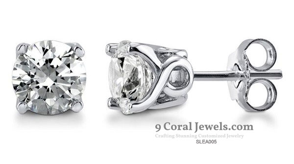 925% Sterling Silver CZ Diamond Stud Earrings