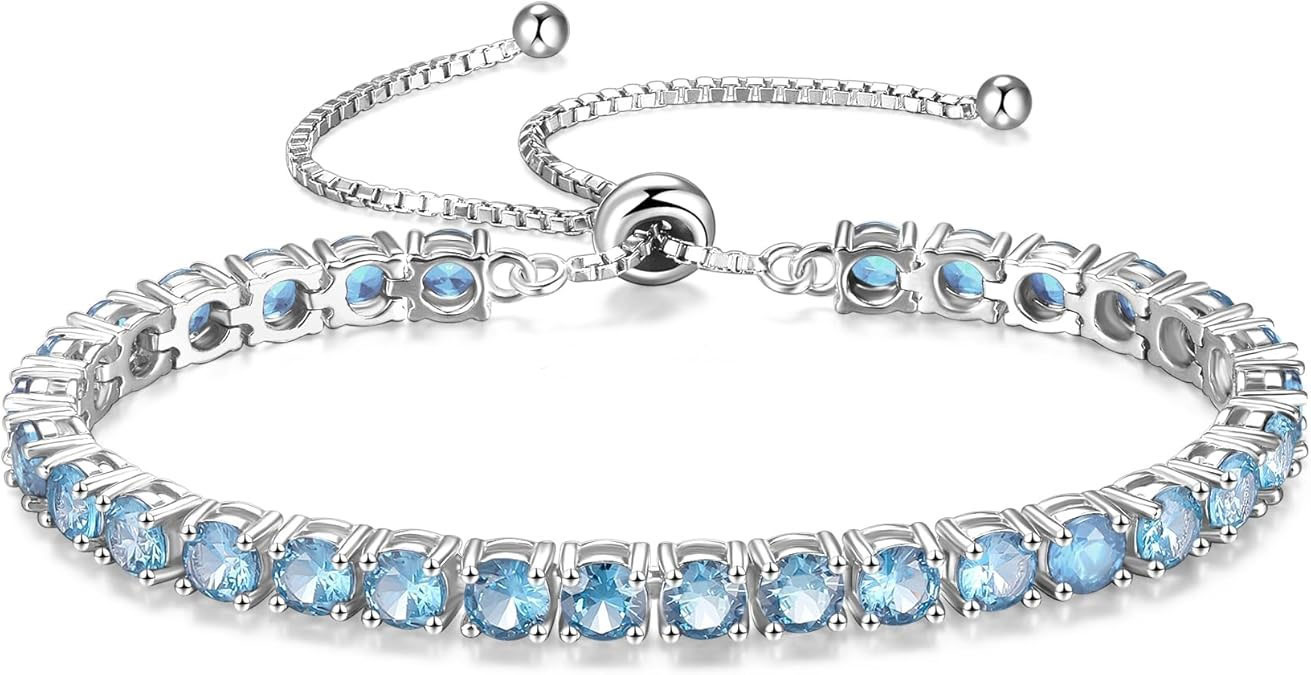 925 Sterling Silver CZ Tennis Adjustable Bracelet