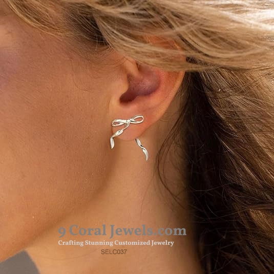 Silver Ribbon Bow Earrings