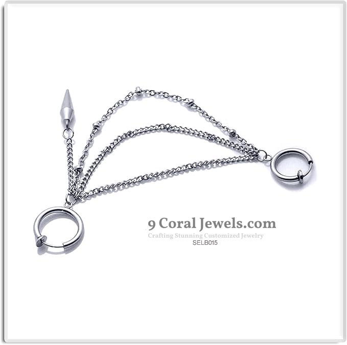 Silver Dangle Hoop Earrings with Chains