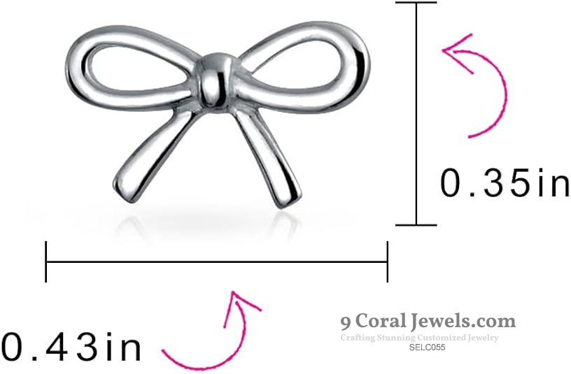 925% Sterling Silver Bow Stud Earrings
