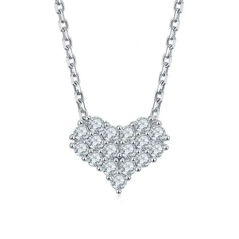 Heart-Shaped CZ Diamond Pendant Necklace