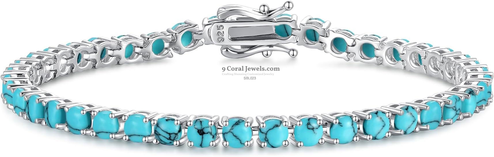 Sterling Silver Turquoise Tennis Bracelet