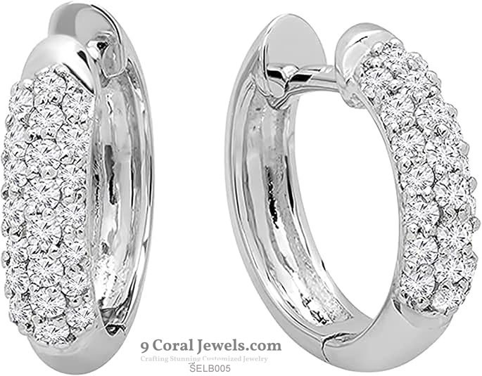 Sterling Silver Crystal CZ Hoop Earrings
