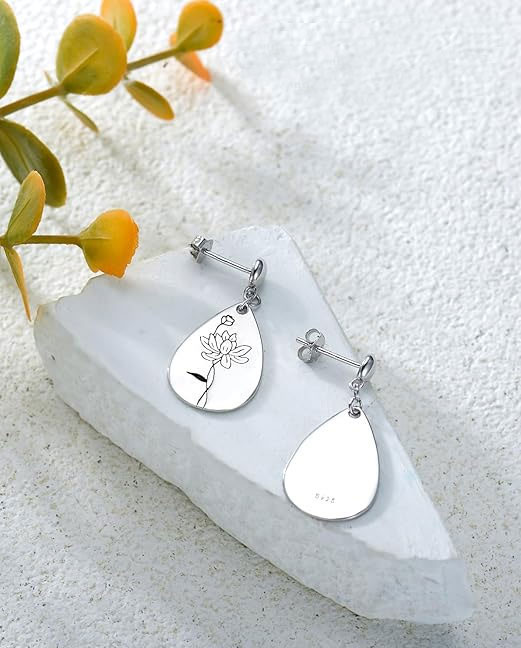 Lotus Flower Silver Earrings