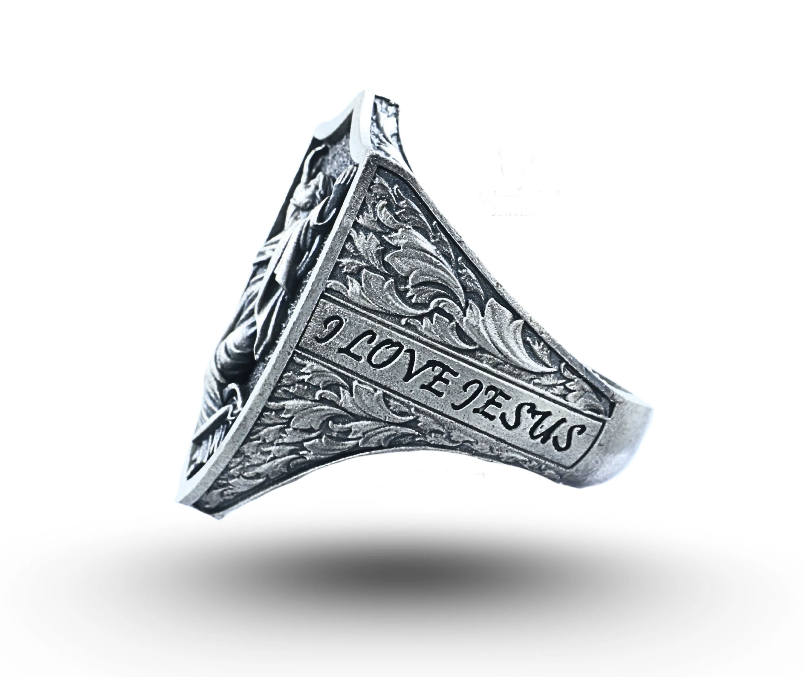 925% Sterling Silver Christ Shield Silver Ring