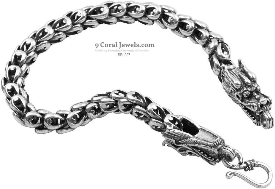 Dragon Head Sterling Silver Bracelet
