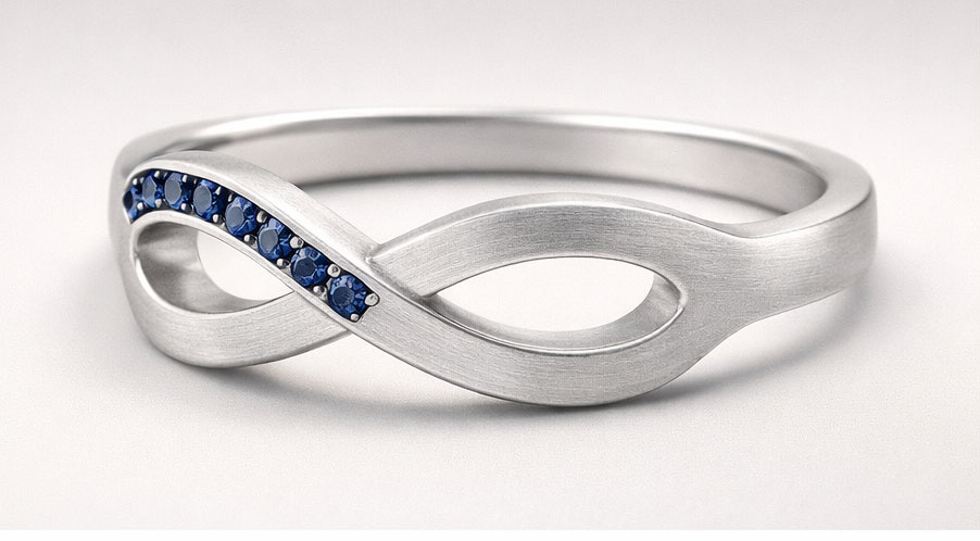 Infinity Silver Ring with Blue Stones