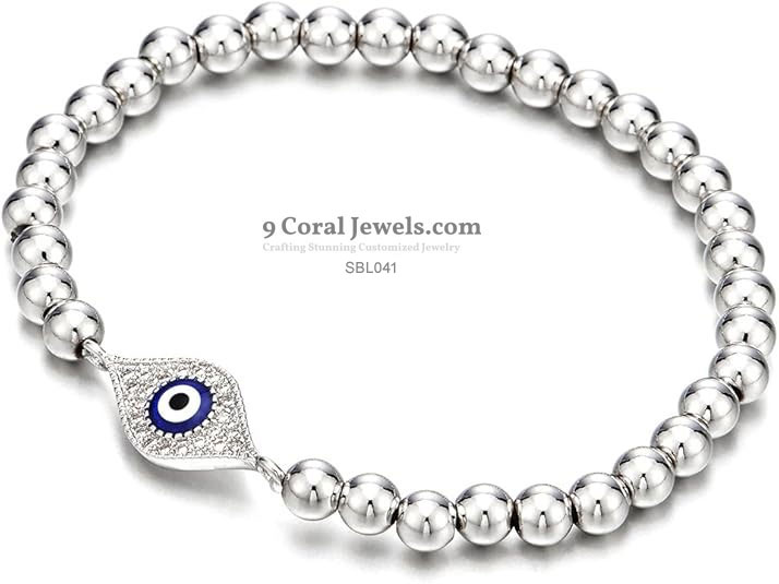 Silver Evil Eye Bead Bracelet