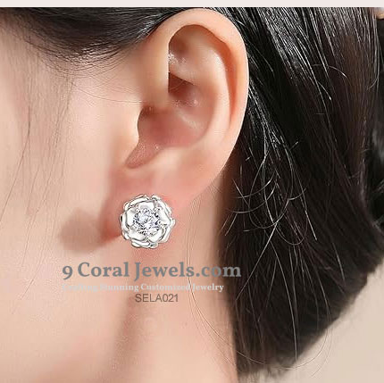 Silver Flower Stud Earrings