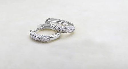 Sterling Silver Crystal CZ Hoop Earrings