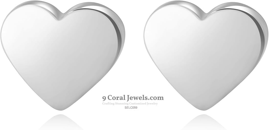 Heart Shaped Silver Stud Earrings