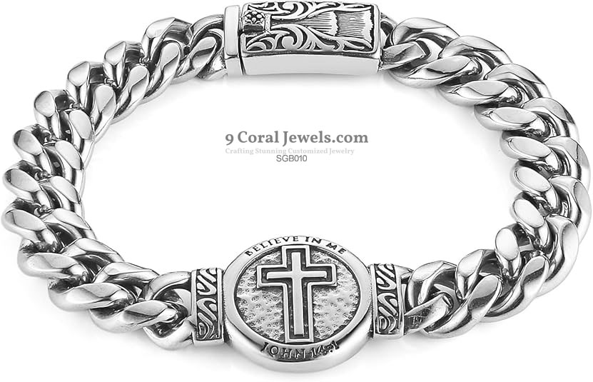 Men's Stainless Steel Cross Bracelet