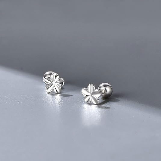 Sterling Silver Flower Shape Stud Earrings