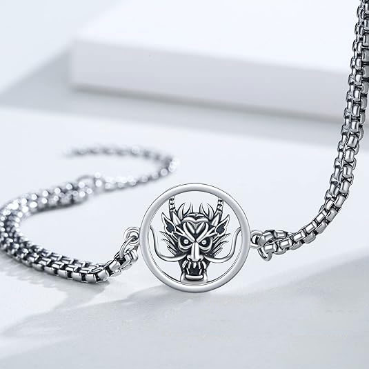 Silver Dragon Head Bracelet