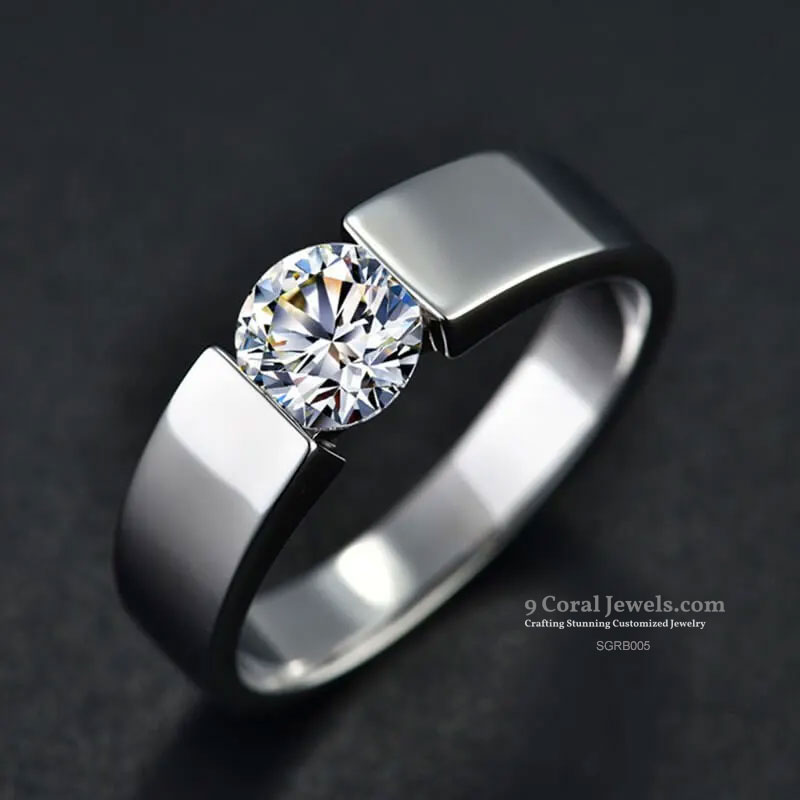 Modern Solitaire CZ Diamond Ring
