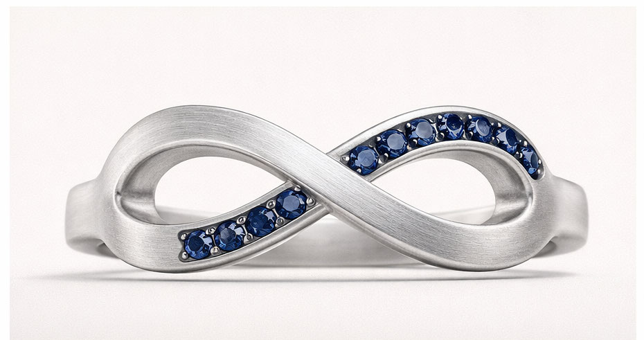 Infinity Silver Ring with Blue Stones