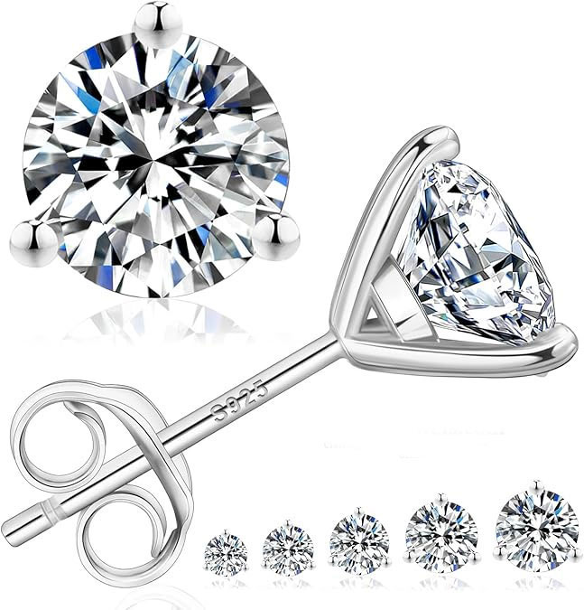 Sterling Silver Moissanite Stud Earrings