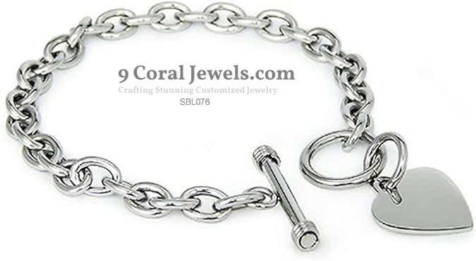 Classic Heart Charm Toggle Bracelet – 925 Sterling Silver