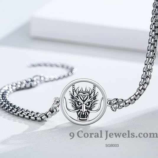 Silver Dragon Head Bracelet