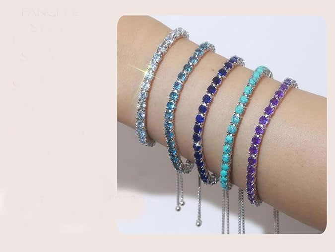 925 Sterling Silver CZ Tennis Adjustable Bracelet