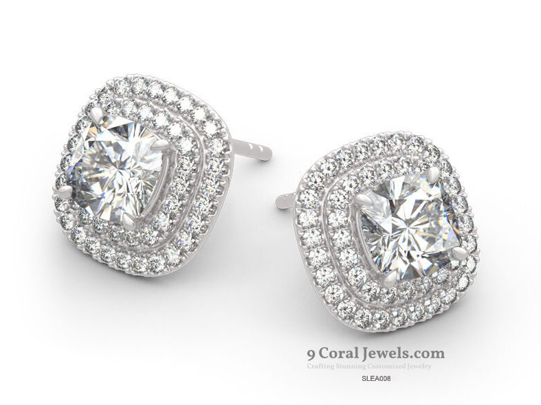 CZ Halo Stud Earrings