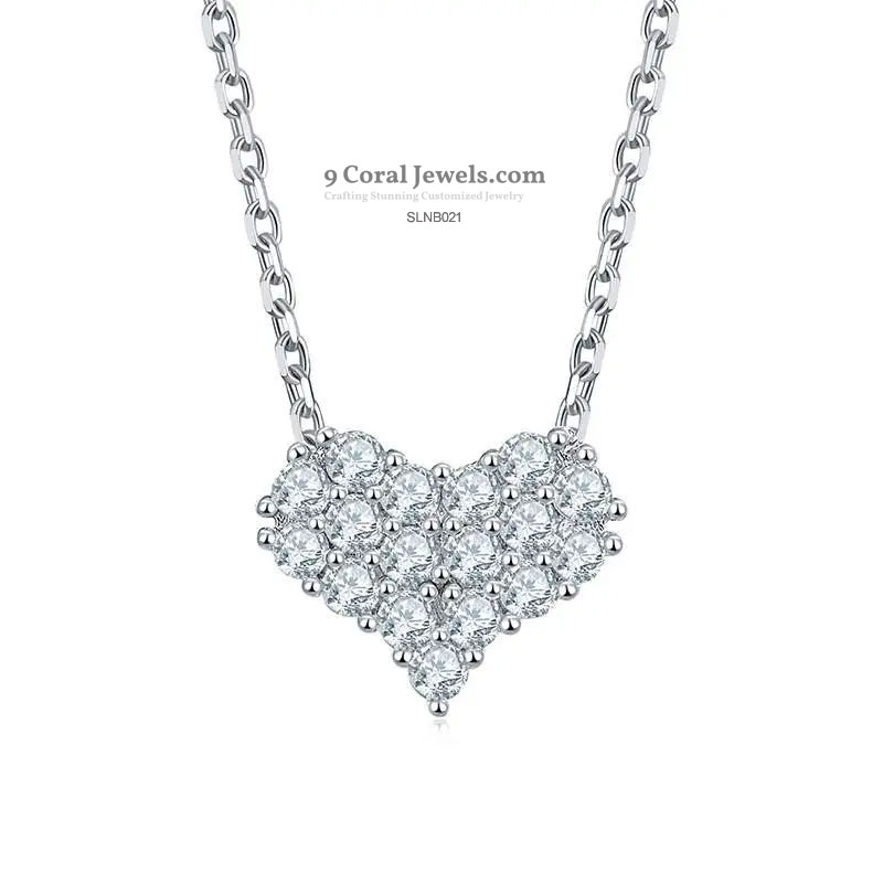 Heart-Shaped CZ Diamond Pendant Necklace