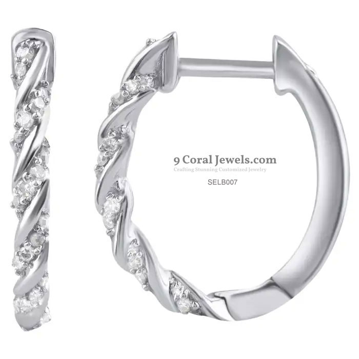 Sterling Silver CZ Diamond Hoop Earrings