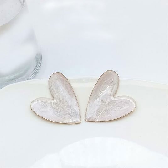 925% Sterling Silver Heart-Shaped Mother of Pearl Earrings