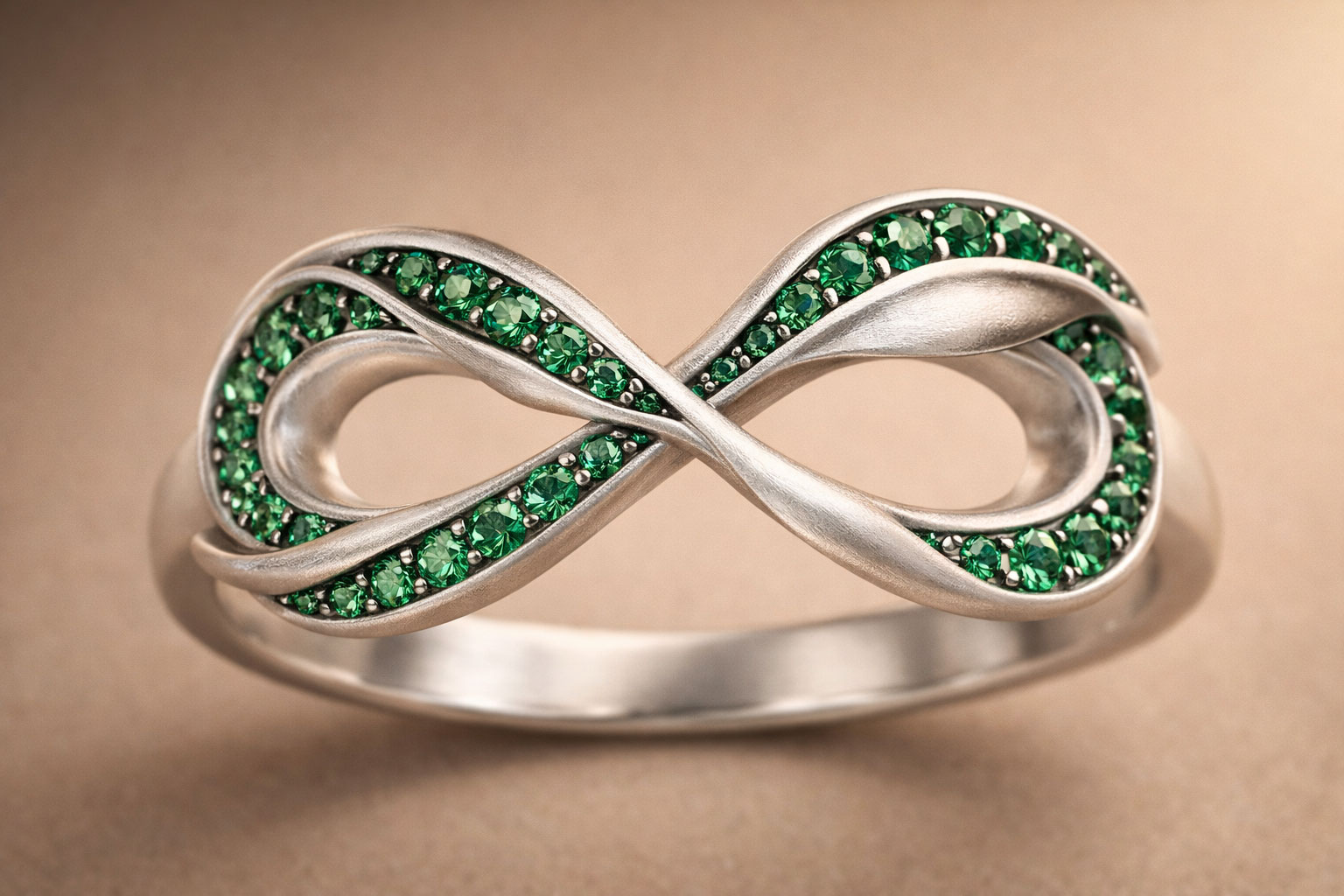 Infinity Emerald Ring - 925% Sterling Silver