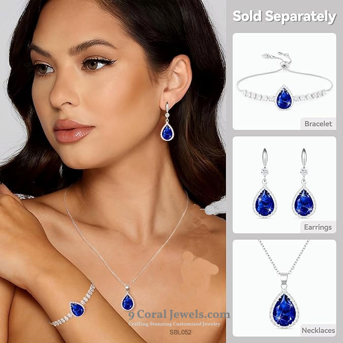 Sterling Silver Elegant Sapphire And American Diamond Bracelet