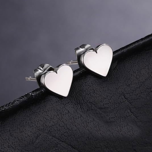 Heart Shaped Silver Stud Earrings