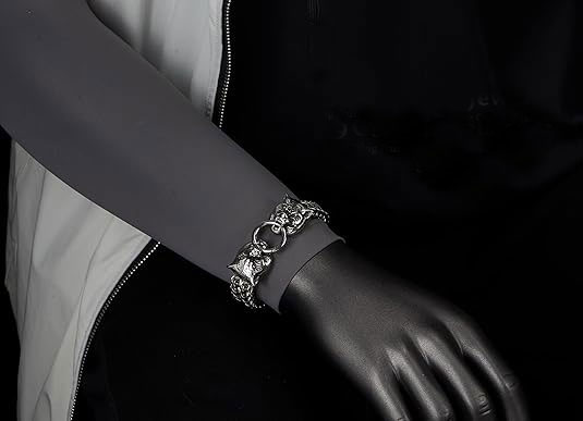 Men's 925% Sterling Silver Wolf Head Bracelet