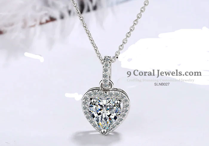 Heart-Shaped CZ Diamond Pendant Necklace