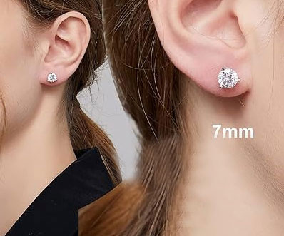 Sterling Silver Cubic Zirconia Stud Earrings