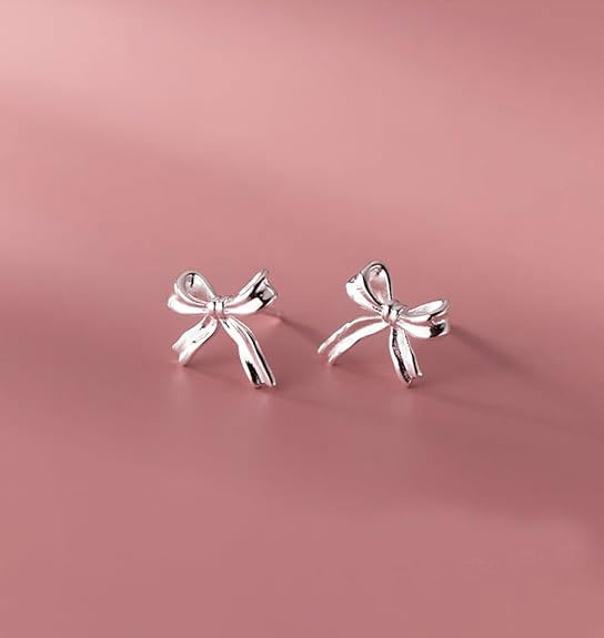 Silver Bow Knot Stud Earrings