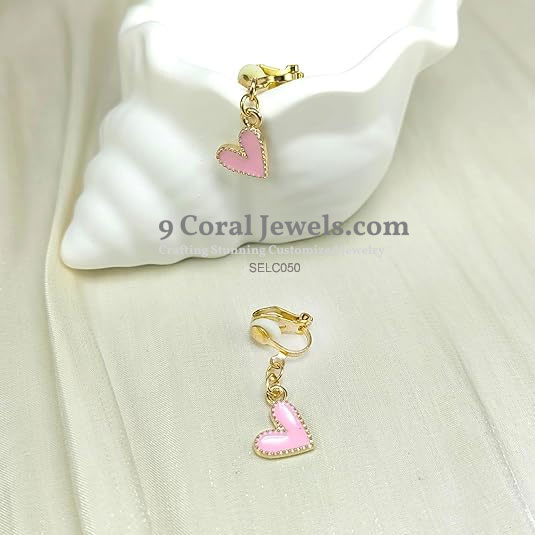 Pink Heart Clip-On Earrings